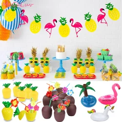 Hawaiian Luau Party Float Inflatable Drink Cup Holder Flamingo Banner Garland Pineapple Coconut Cups Summer Tropical Party Decor