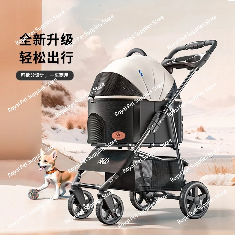 

K3 pet trolley lightweight foldable trolley cat and dog bag separation cage going out portable one-click folding