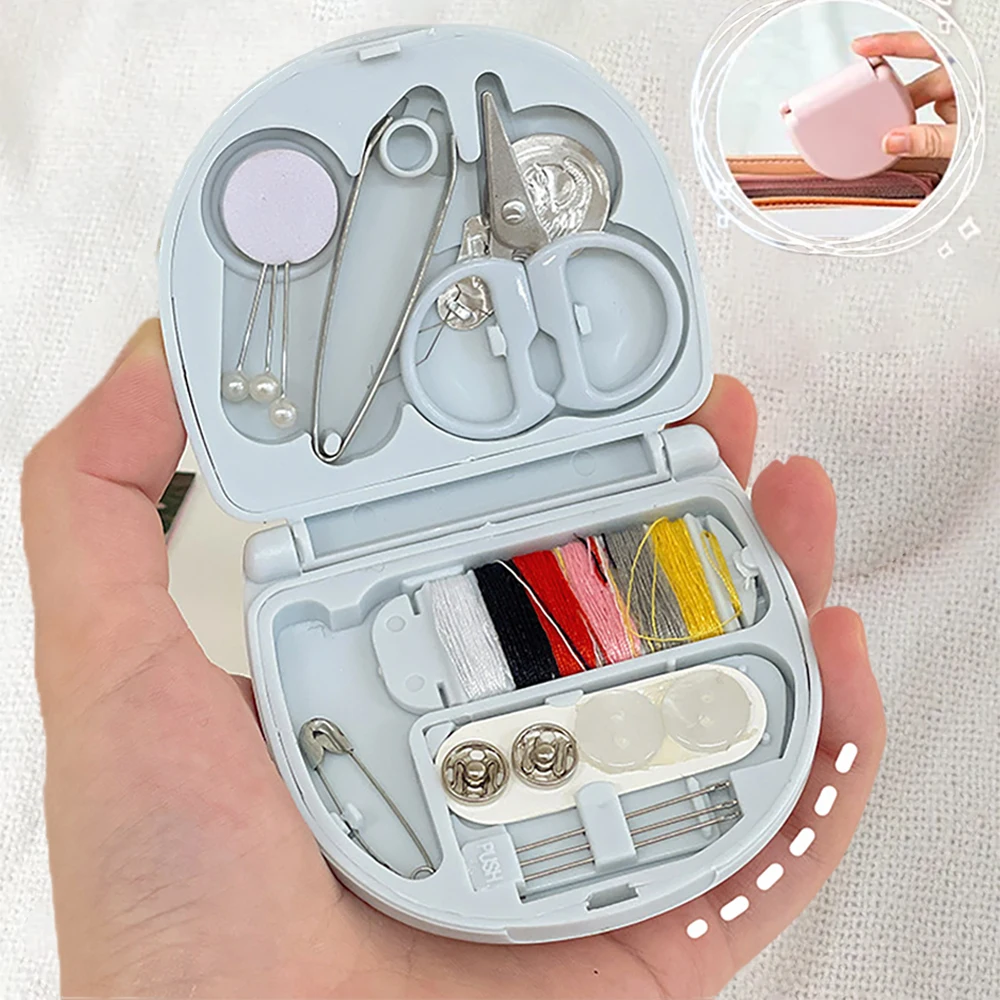 Mini kit da cucito da viaggio portatile scatola fili per aghi bottoni spille scatola da cucito a forbice strumento per maglieria per uso domestico