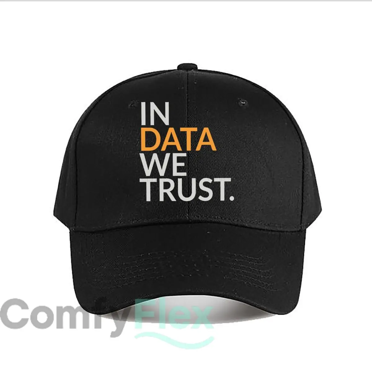 In Data We Trust design with orange letters Baseball Cap Fashion Outdoor Sports Sunhat Men Snapback Cap Women's