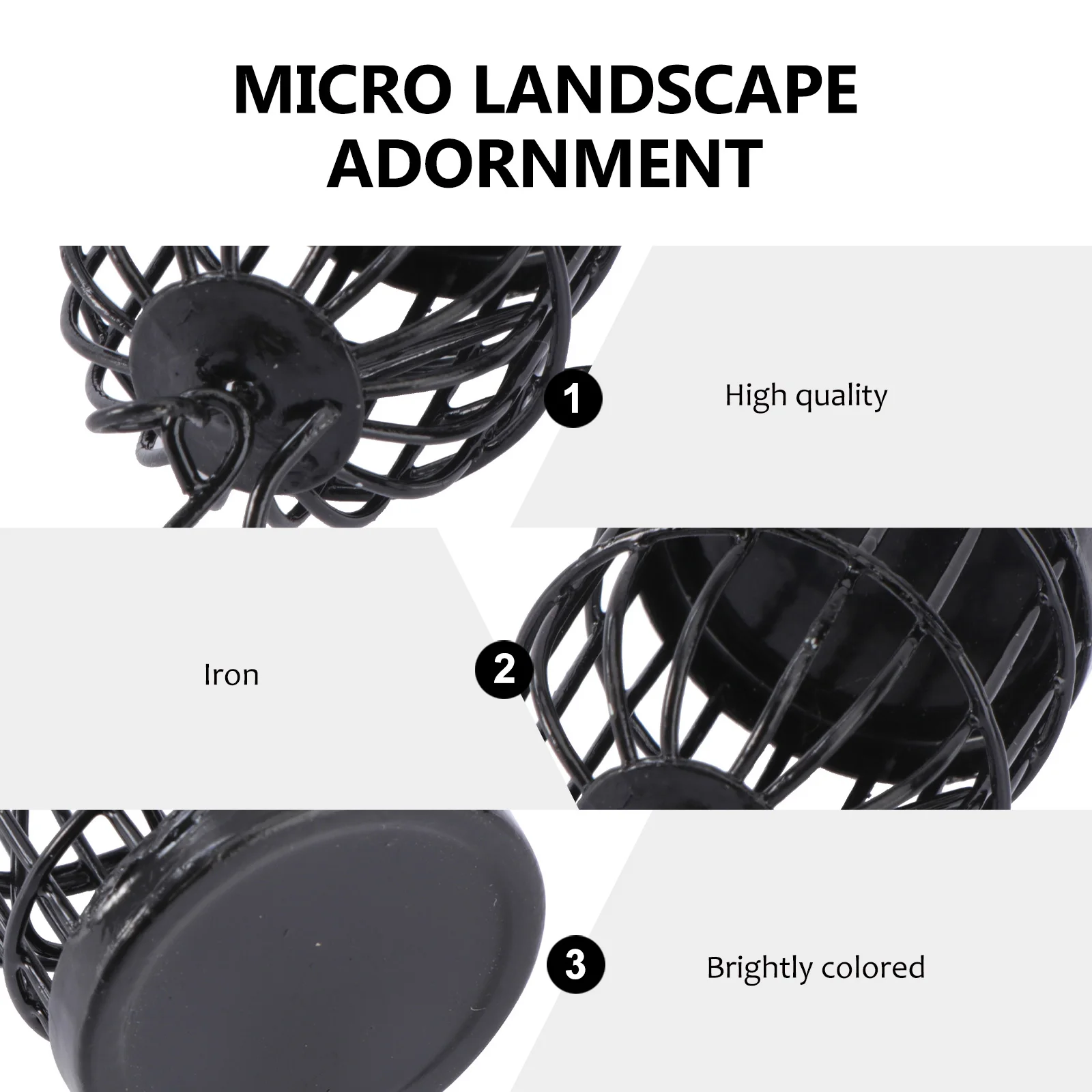 

Mini Birdcage Micro Landscape Decoration Iron Art Diy Accessory Succulent Plant Ornament Desktop Fairy House Decor Black Garden