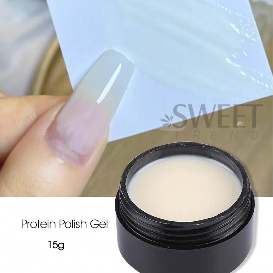 15g Eiwit Nagelgel Polish Gradiënt Nagels Ei Helder Witte Crème UV LED Nagelgel Polish Natuurlijke langdurige Jelly DIY Manicure