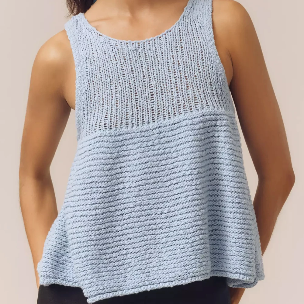 

Women Boho y2k Vintage Knitted Tank Tops Solid/Striped Crochet Round Neck Sleeveless Going Out Crop Tops Loose Fit Casual Vests