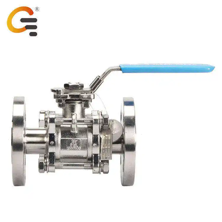 Sanitary SS304 SS316L CF8 1000 WOG 2" Stainless Steel Manual 3PC Double Flange End Ball Valve