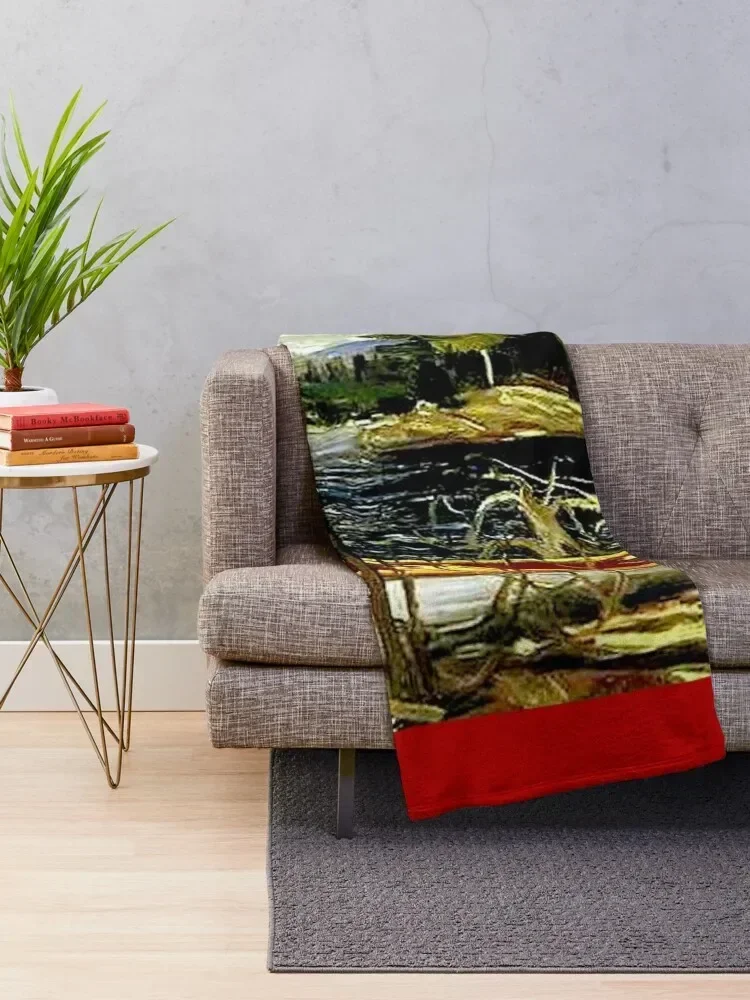 THE CANOE : Vintage 1917 Tom Thomson Algonquin Park Art Print Throw Blanket Soft Beds Weighted Blankets