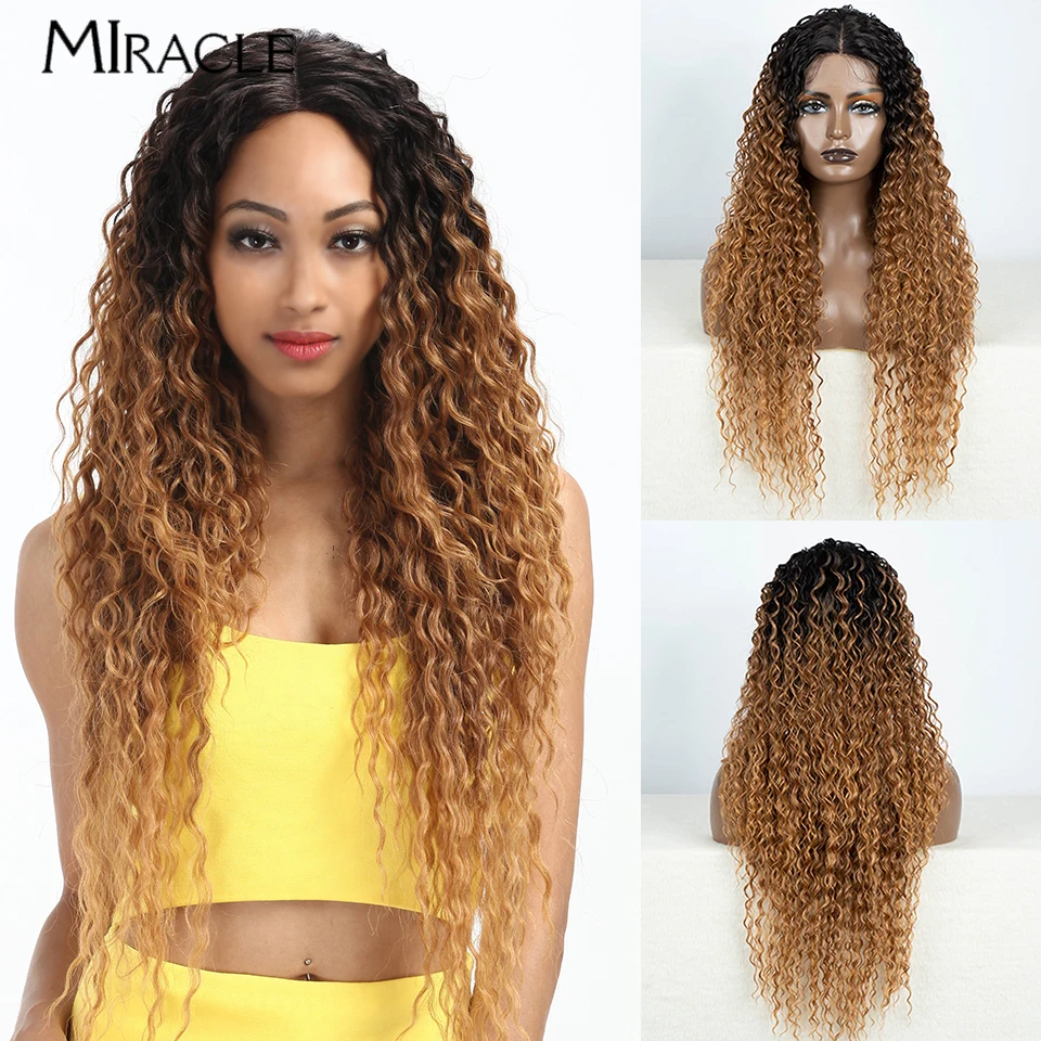 

Синтетический парик MIRACLE с кружевной передней частью, 31 дюйм, кудрявый, для женщин, для косплея, термостойкий, натуральный вид