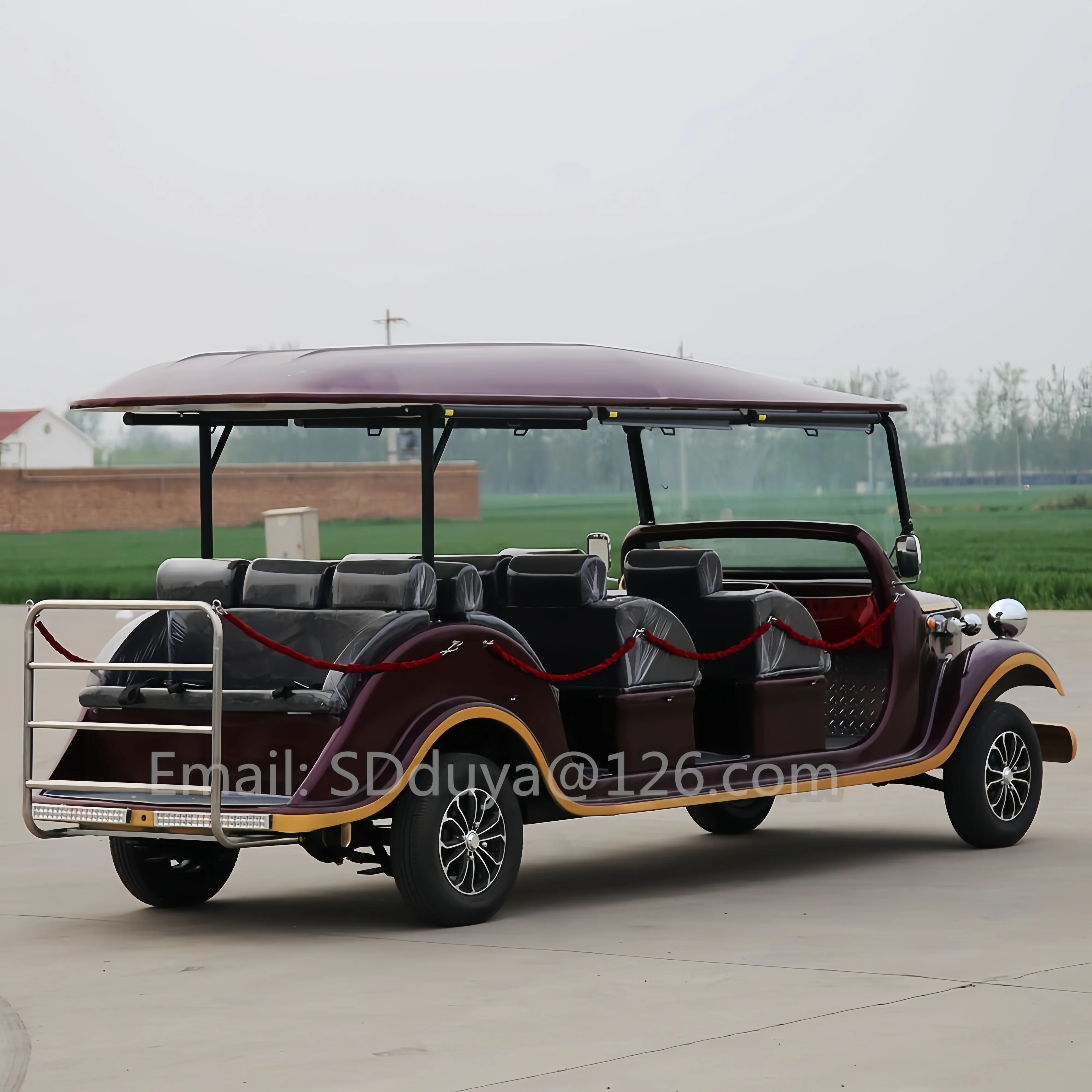 Colorful Electric Classic Car 8 Seater Vintage Cart Sightseeing Bus Three Rows of Seats 5+3 Seats 8 Passengers