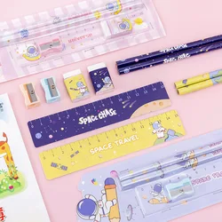 5 Teile/satz Kawaii Schreibwaren Schule Liefert 2022 Nette Bleistift Spitzer Radiergummi Lineal Cartoon Astronaut Schreibwaren Set