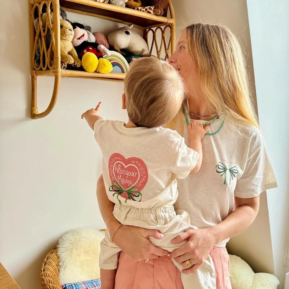 24 KS Family Matching Outfits Kids Adult Heart Print Parent-Child Tee Boys Girls Cute T Shirts Tops Mom Children T-shirt Clothes