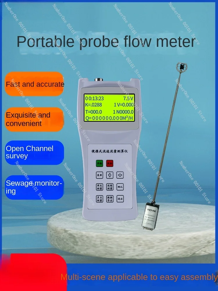 Portable Doppler Velocity Flow Meter Handheld Ultrasonic Channel Open Channel Drainage Pipeline Sounding Flowmeter