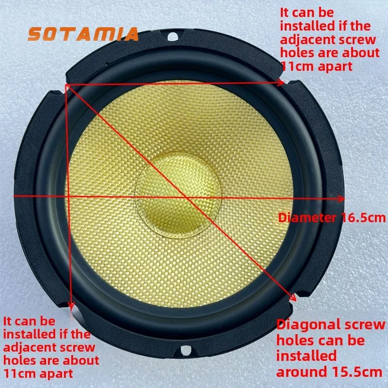 

SOTAMIA 1 шт. 6,5 дюймов 165 мм автомобильный средний басовый динамик 4 Ом 40 Вт плетеный раковина с резиновым краем домашний интеллектуальный динамик