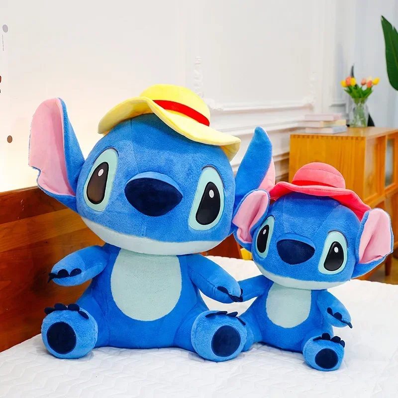 40/70cm Disney Lilo and Stitch Plush Toys Anime Hat Sitting Plushie Stich Dolls Kawaii Cartoon Stuffed Gift for Kids Christmas