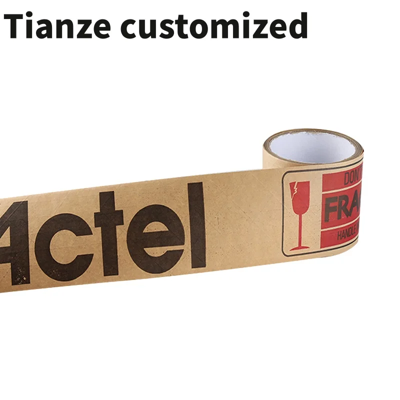 

10 pieces.custom.Reinforced Sustainable Printed Waterless Self-adhesive Kraft Paper Binding Tape Packing with Logo to Easy