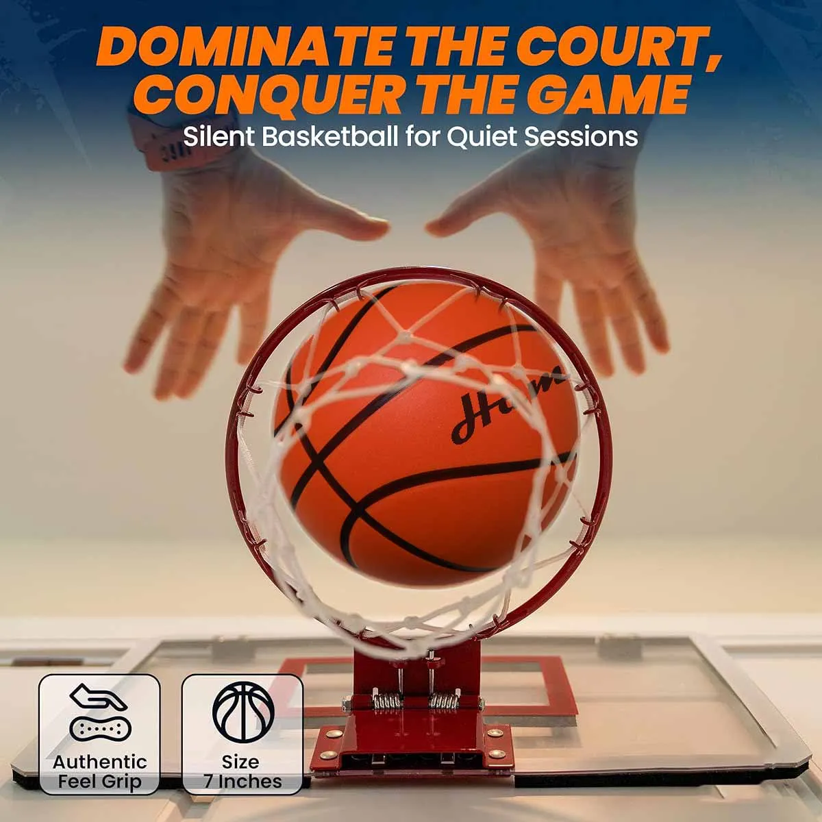 Dropship 가중 농구 사일런트 드리블 실내 29.5인치-580g PU 폼 에어리스 농구 조용한 바운스 90% 실제 소음 없음
