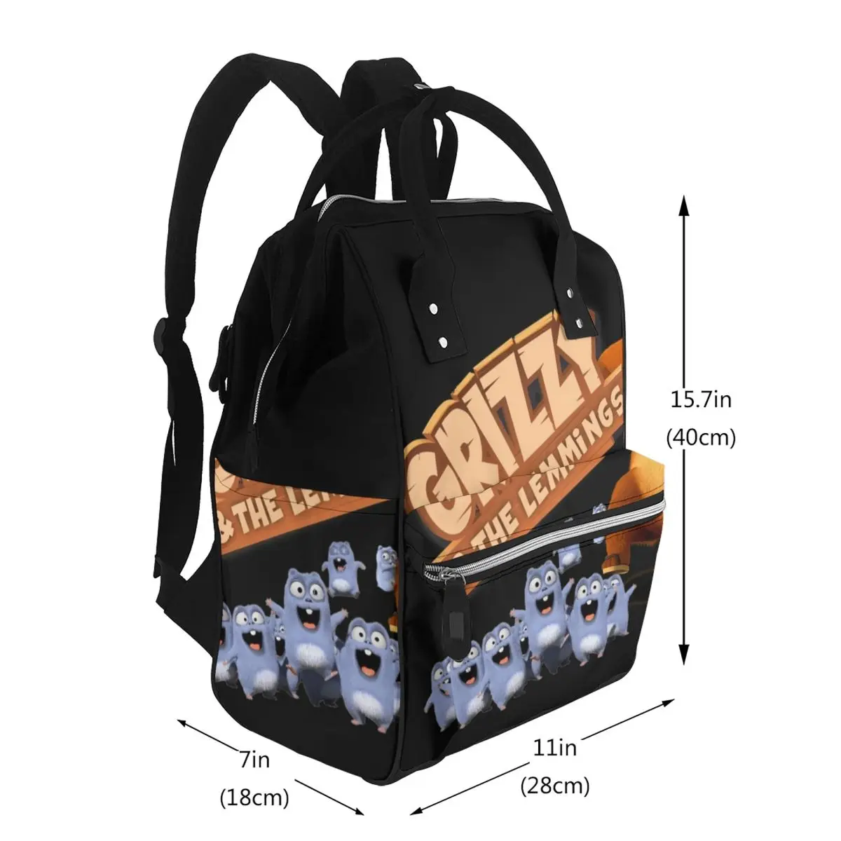 Grizzy And Lemmings Funny Angry The Lemmings Student Backpack School Bag Hiking Travel Daypack for Men Women Bookbag