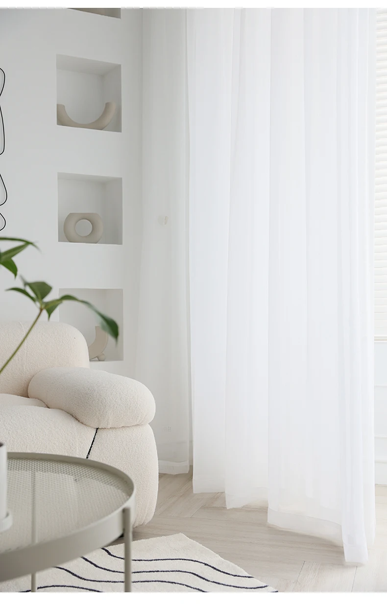 Transparente Vorhänge aus weißem Tüll für Wohnzimmer, Esszimmer, Schlafzimmer, Garn, transparent, Voile, Tür, Sichtschutz, Fenster, Blind – Detail 5