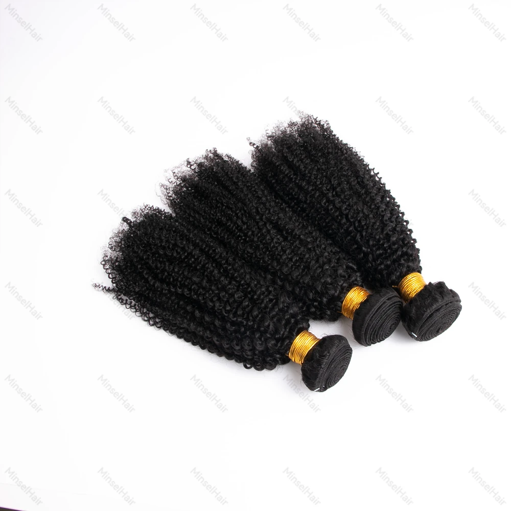 3/4 حزم صفقة حزم الشعر البشري الأفرو مجعد خياطة في لحمة شعر بشري طبيعي حقيقي 9A جودة 1B 95G يمكن تبييضها # 27