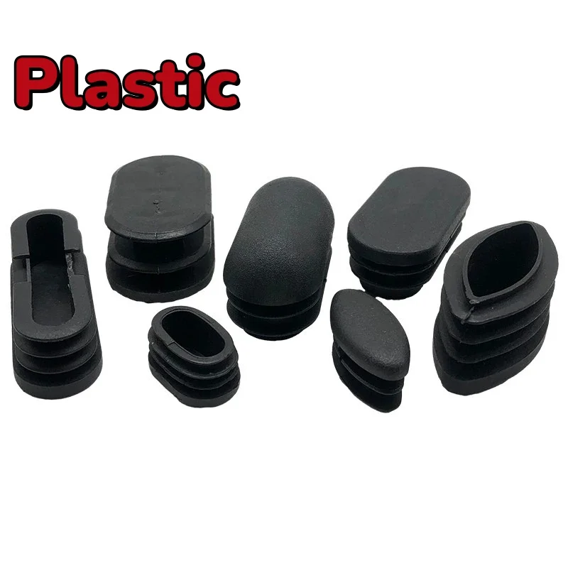 Black Plastic Oval Oblong Blanking End Cap Tube Pipe Inserts Plug Bung Furniture Gasket Dust Seal