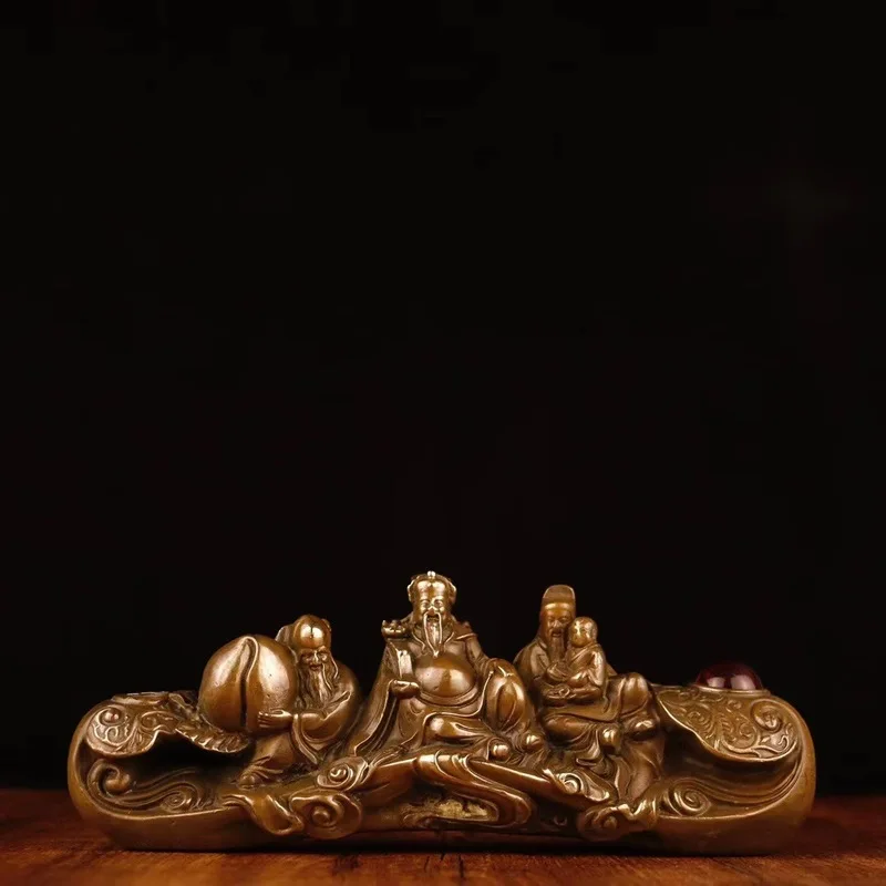 Bronze statue of the Three Immortals of Fortune, Prosperity, and Longevity, bronze statue of the Fortune, Prosperity, and Wealth