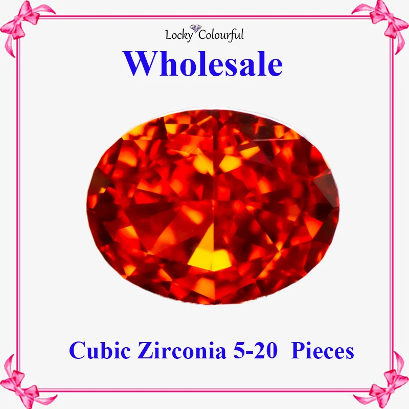 

Cubic Zirconia Wholesale Crushed Ice Cut Oval Shape Red Color Charms Beads for Diy Jewelry Making Rings Materials No Certificate