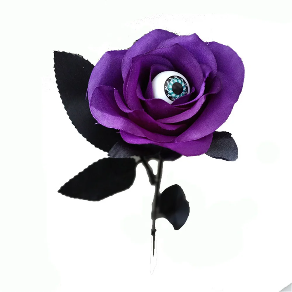 Horror Flower Rose Artificial Flower With Eyeball Halloween Decorative Supplies Fake Flower Cosplay Costume Accessories