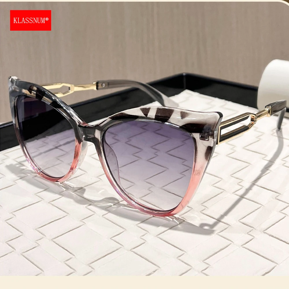 Hollow Out Metal Temples 2026 Trendy Luxury UV400 Lens Shades for Driving Travel Women Cat Eye Color Block Sunglasses Wholesale
