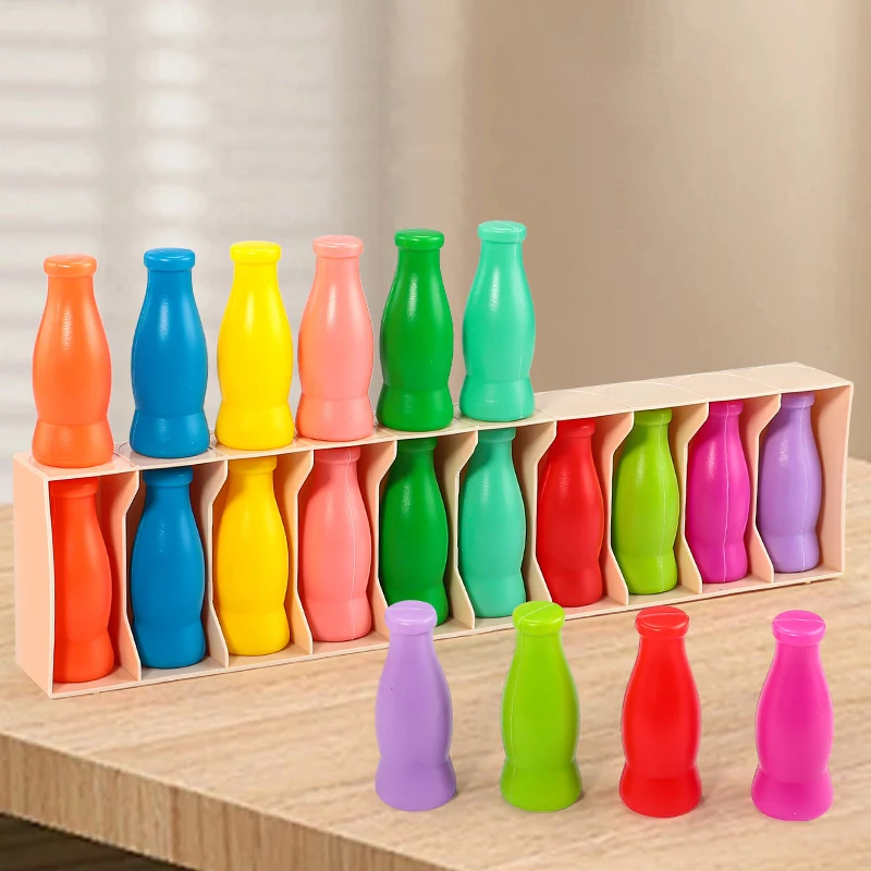 Buntes Klassifizierungspuzzle-Spielzeug für Kinder, Ratespiel mit Flaschen, Gedächtnistrainingsspiel, Eltern-Kind-Interaktions-Brettspiel