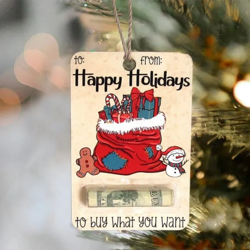 Christmas Money Holders Gift Creative Christmas Tree Pendants Unique Red Envelope Card Voucher Holder Xmas Gifts