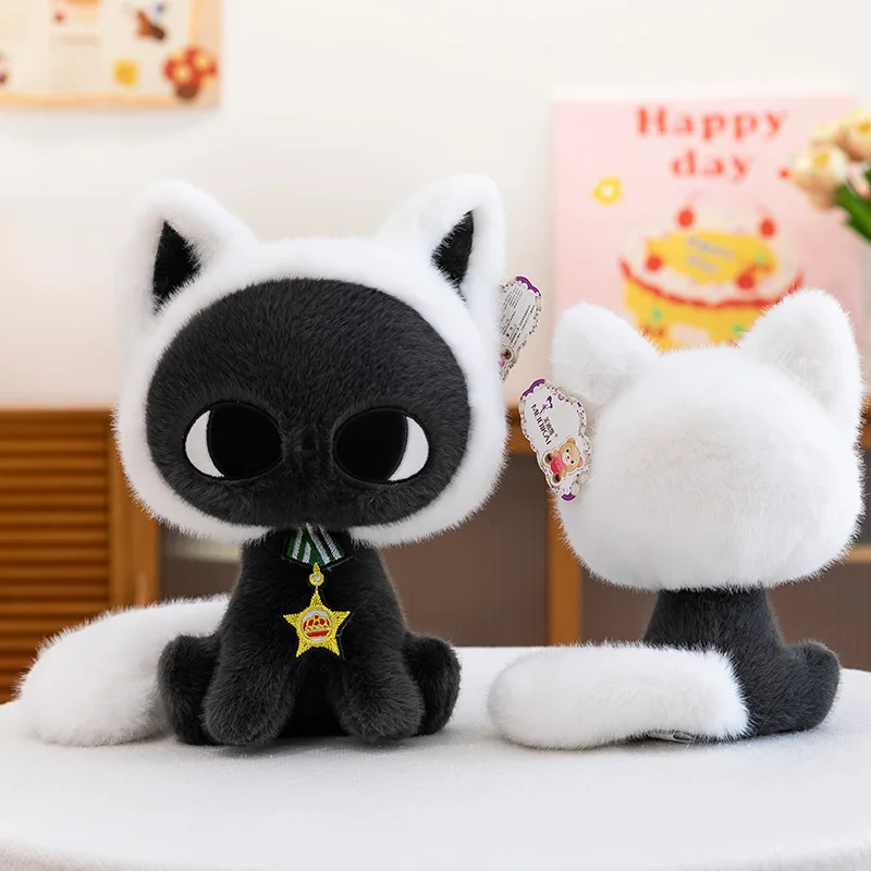 かわいい星と月の猫のぬいぐるみ、子供の誕生日プレゼントに最適なキュートなぬいぐるみ、愛らしい猫の枕、抱きしめられる脚を抱く人形