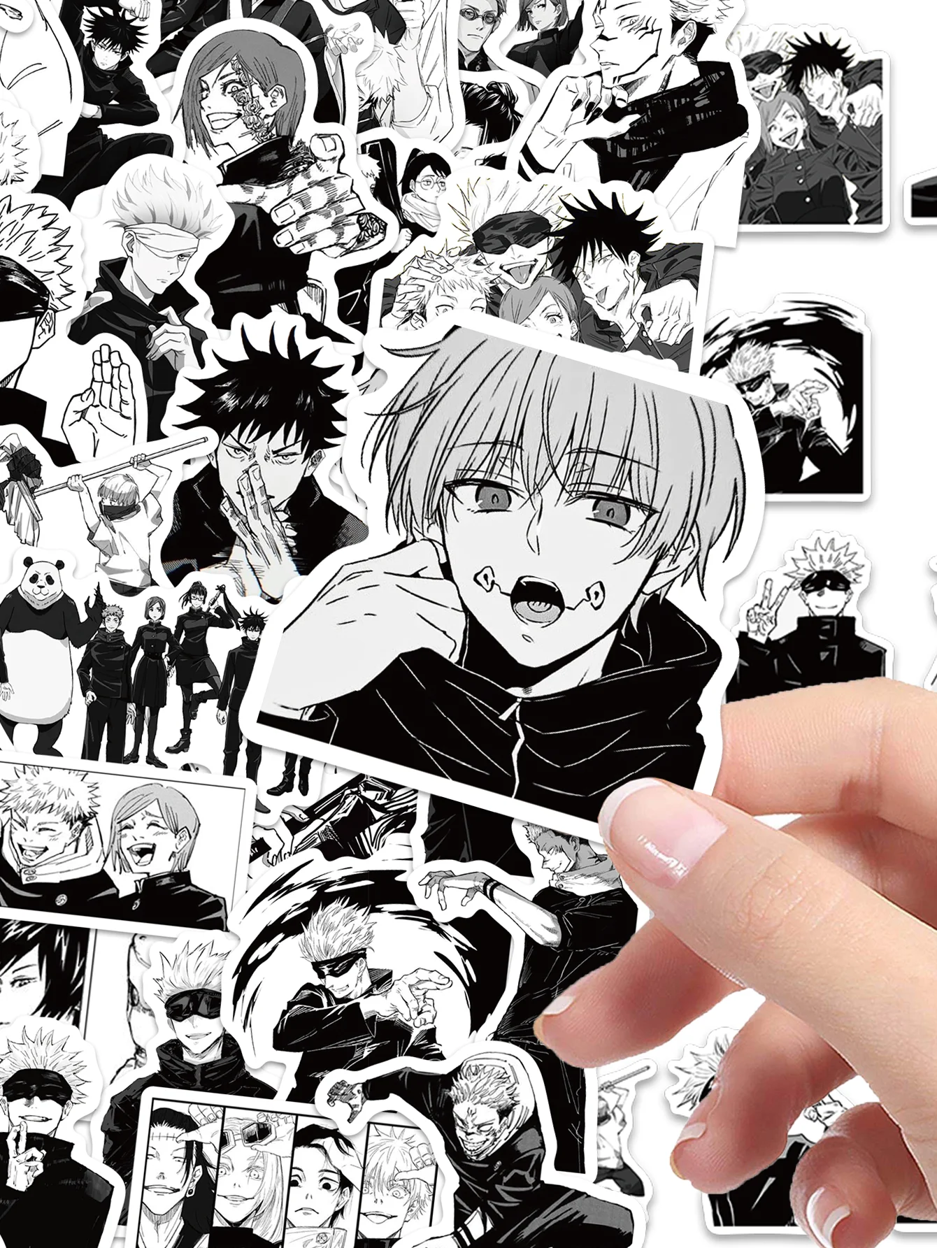 50PCS anime Jujutsu Kaisen stickers black and white style graffiti stickers DIY car phone laptop skateboard guitar stickers