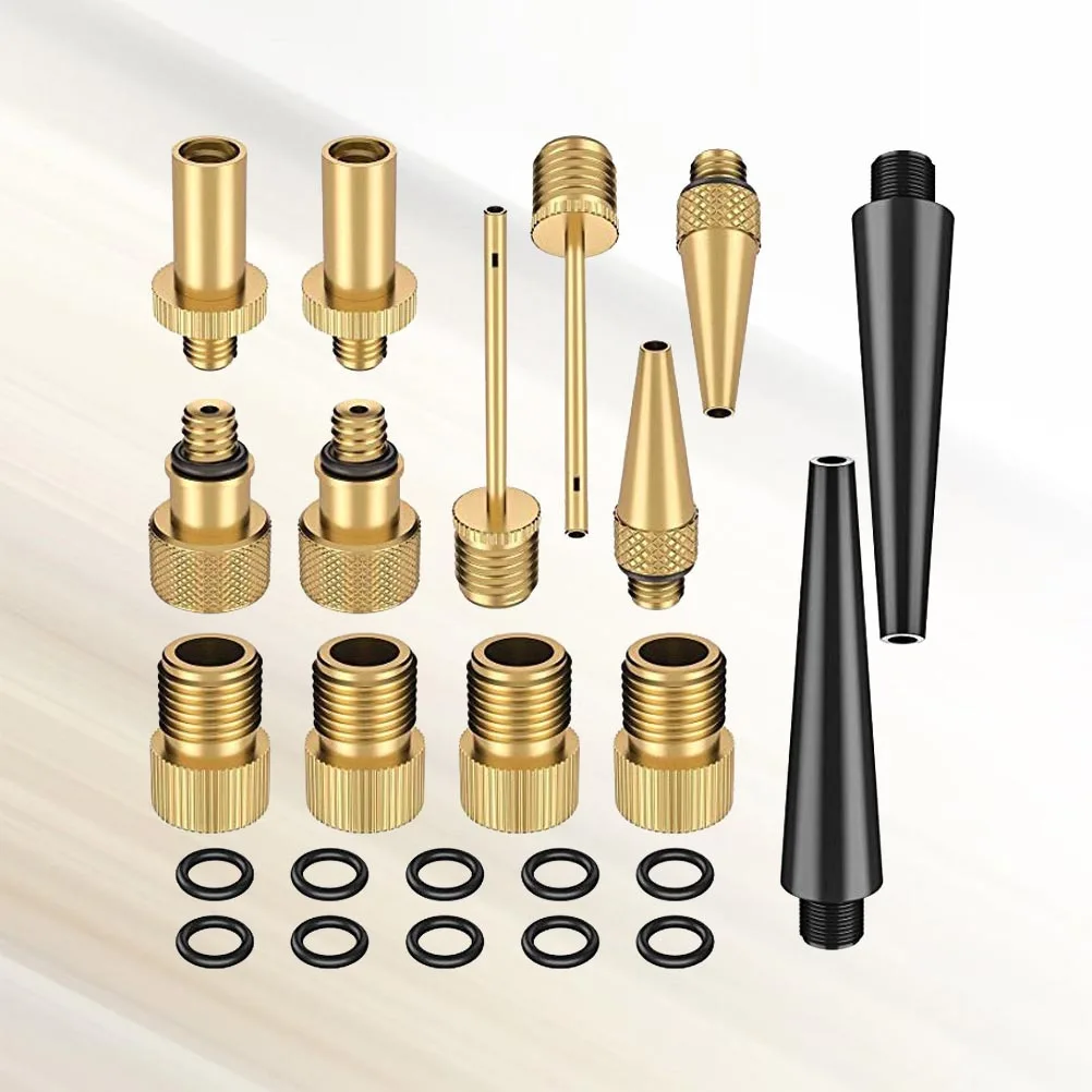 Zestaw adapterów zaworów rowerowych, konwerter igieł do pomp samochodowych i podłogowych, zawiera zawory Sclaverand do piłek.