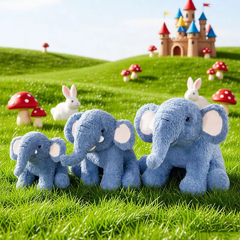 

Cute Blue Elephant Plush Doll Soft Fluffy Stuffed Animal Kawaii Giant Elephant Toy Home Sofa Decor Gift for Kids Adults Family