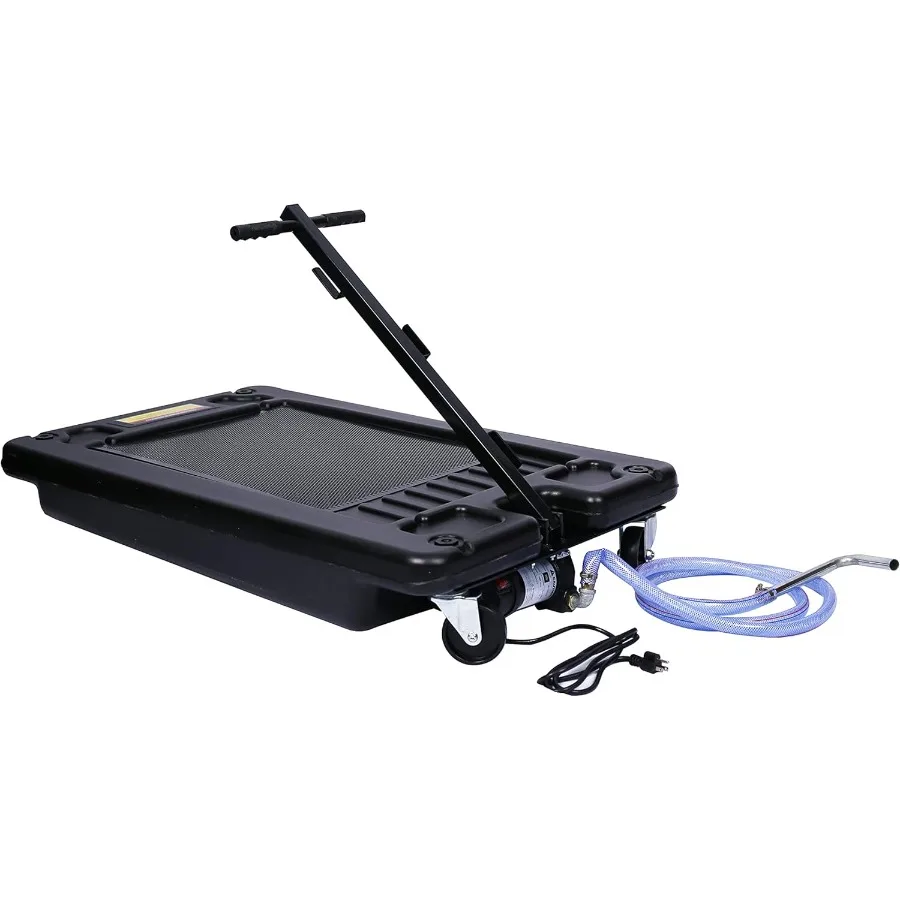 

Oil Drain Pan with Electric Pump Low Profile Portable Oil Drainer Truck Oil Pans Dolly with 7' Hose for SUV Car Trucks 17Gallon