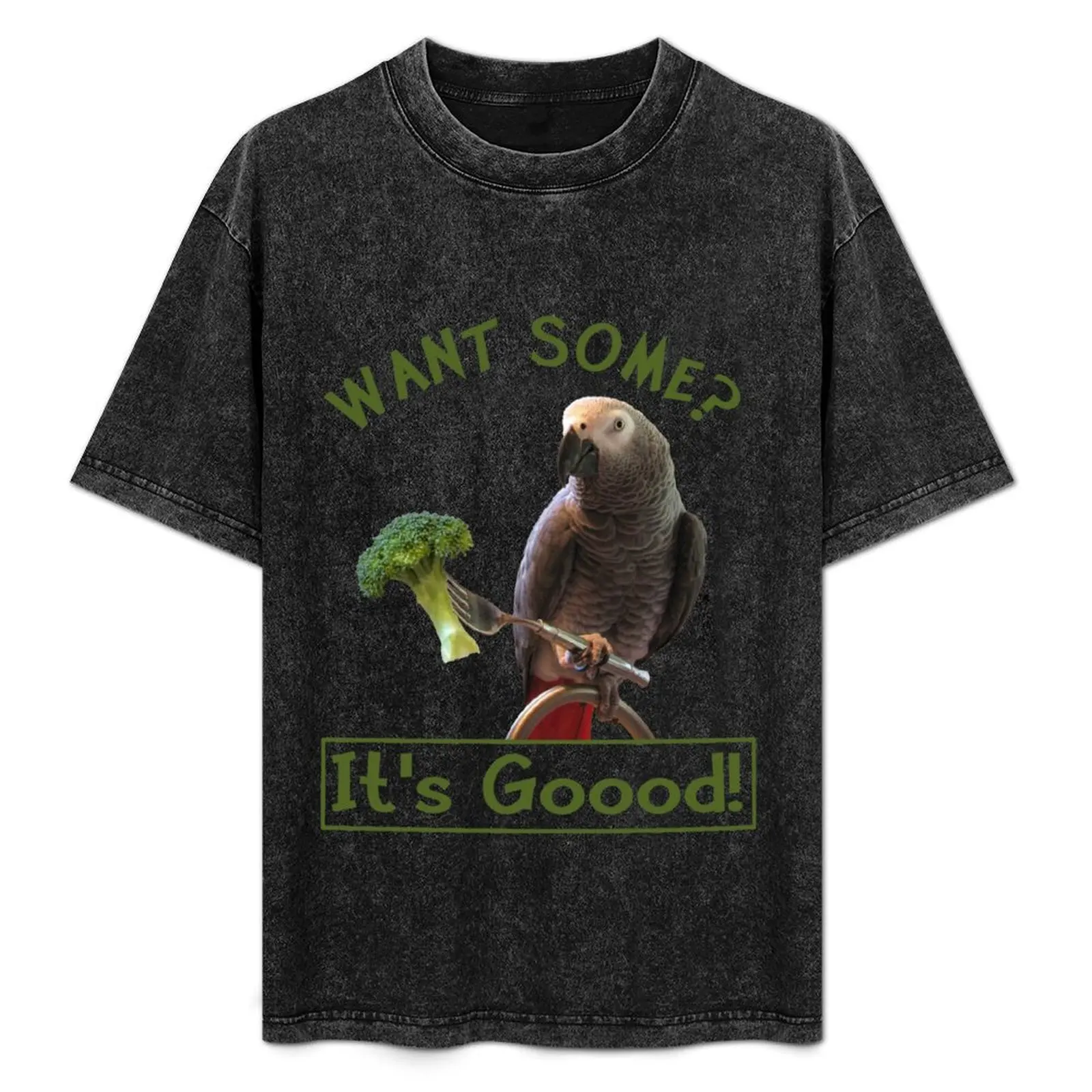 

African Grey Parrot Broccoli design T-Shirt hippie clothes tshirts personalised t shirts for men graphic
