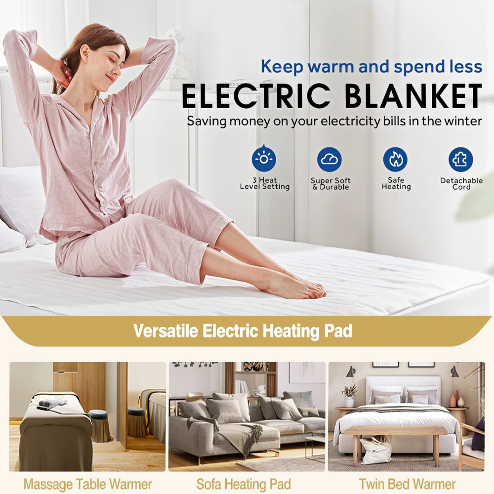 RUIANBAO Heated Blanket Electric Blanket Timer Heated Pad Queen double 160*130cm 220V Thermal Mattress Winter Heated Bed Warmer