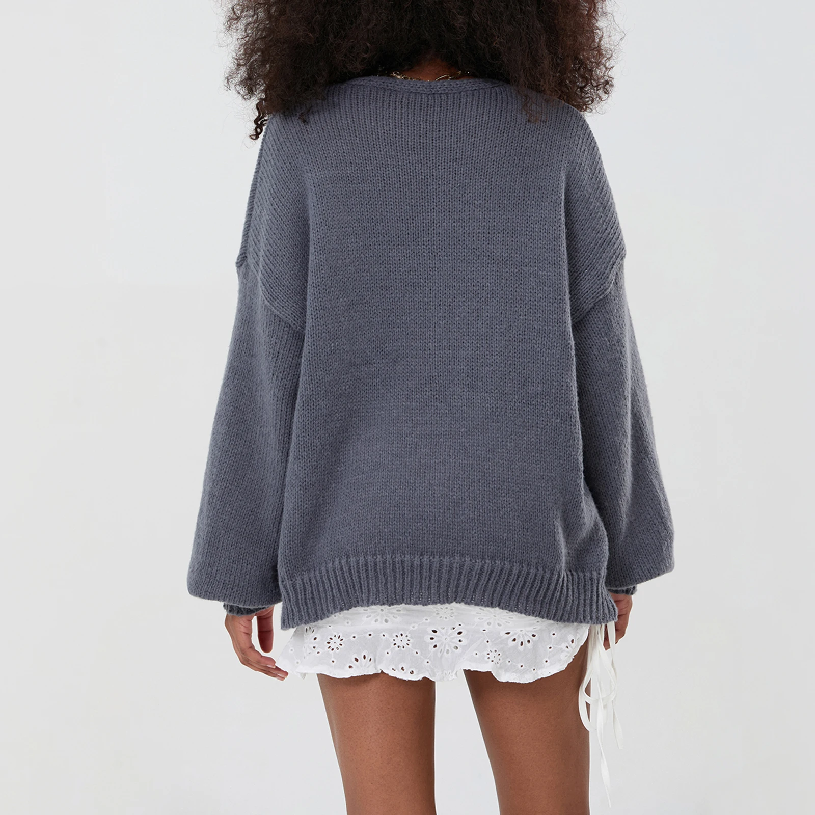 أنيقة السيدات موضة محبوك سترة Y2K البلوز خمر Bowknot التعادل الجبهة بالأزرار الخريف الخامس الرقبة طويلة الأكمام فضفاضة تريكو