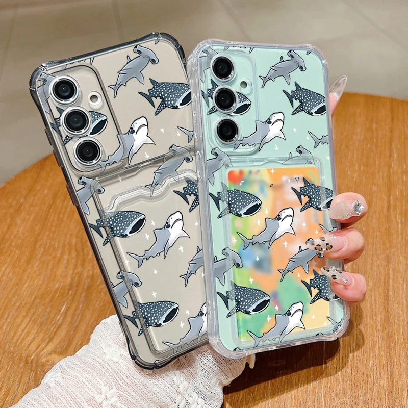 Sharks Case For Samsung Galaxy S26 S25 S23 S24 Ultra S25 S24 FE A18 A57 A37 A17 A56 A27 A36 A26 A55 A16 A15 Card Bag Phone Cover