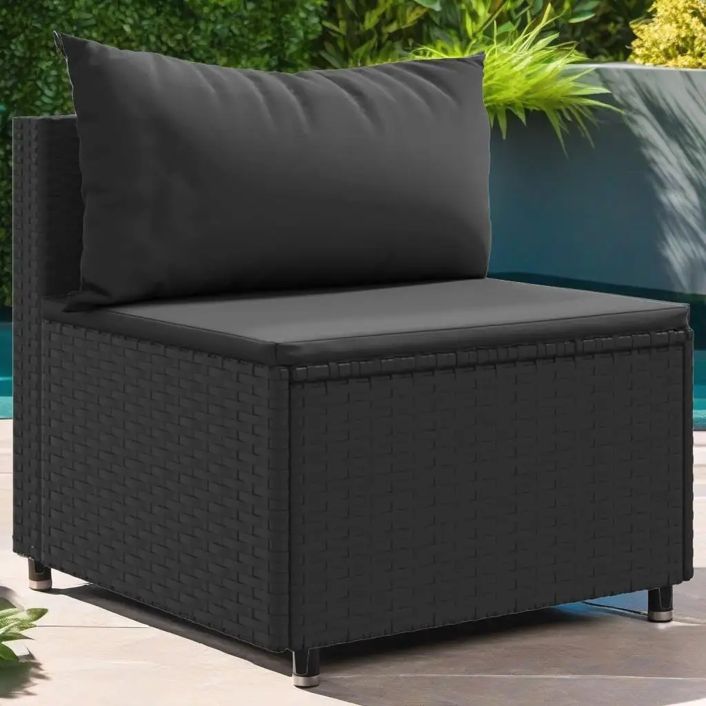 7-Piece Black Poly Rattan Patio Lounge Set with Cushions - Outdoor Furniture for Garden & Deck