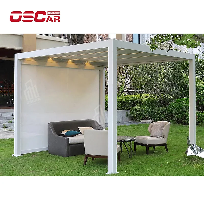 garden building outdoor pergola gazebo patio jardin exterior aluminium bioclimatic retractil 5x3 shading for pergolas