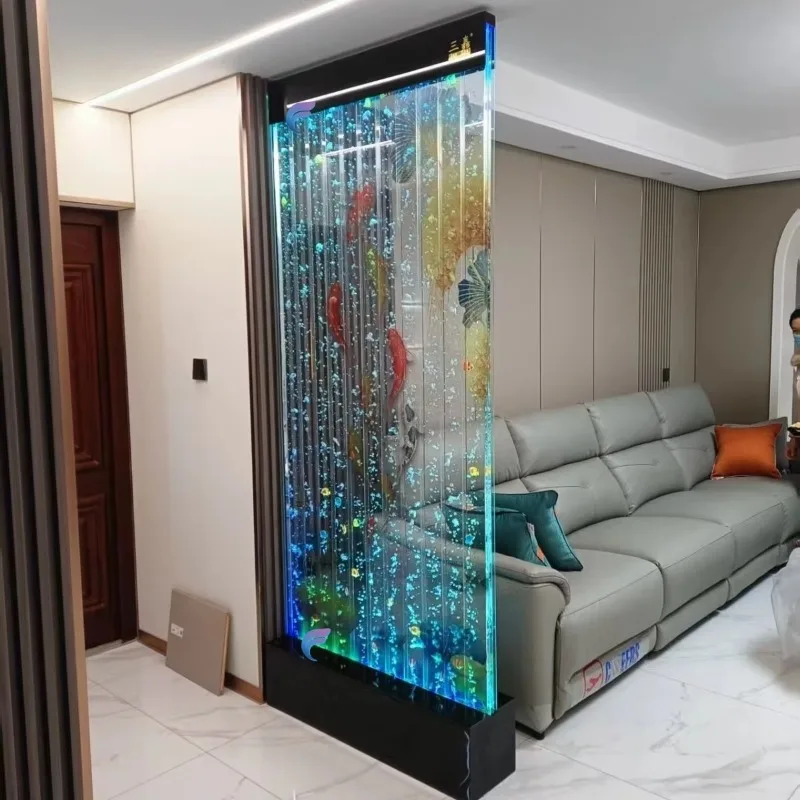 Cus-tomized Indoor Bubble Wall Color-Changing LED Lights Fountains Hotel Restaurant Acrylic Water Curtain Fountain
