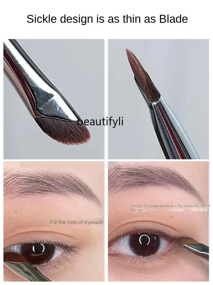 yj Eyeliner Brush Bevel Flat Head Cosmetic Brush Eye Corner Eyelid down to Crouching Silkworm Brush Eyebrow