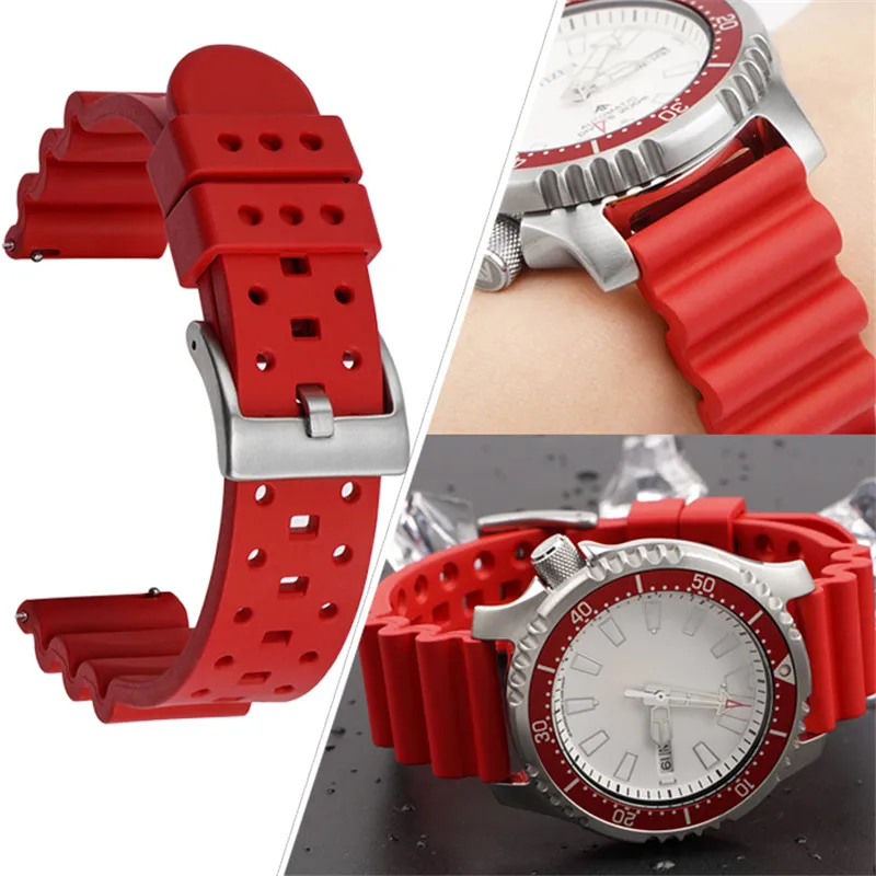 Premium Grade Fluoro Rubber Watch Strap 18mm 20mm 22mm 24mm  FKM Diving Waterproof Quick Release Bracelet Band for Water Ghost