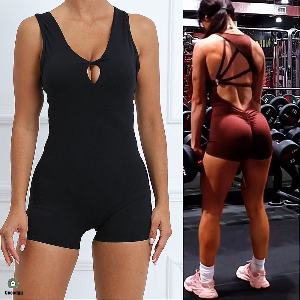 2024 Mental Lycra Gym Yoga Sets One Piece Jumpsuit Sport Women Workout Clothes for Women Fitness Womens Outfits Active Suits