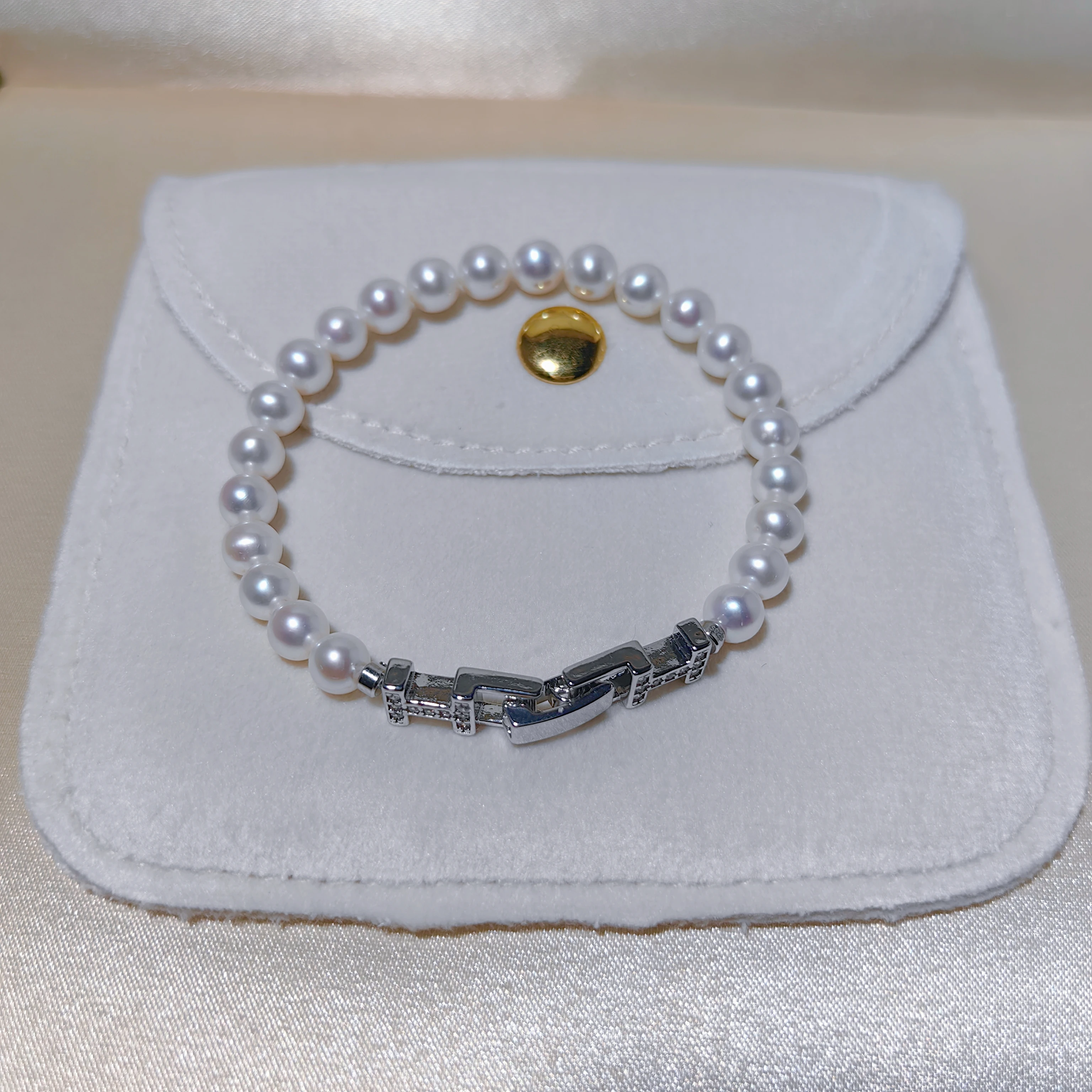 

Fashion, light luxury, niche bracelet AAAA6-7mm 7-8mm natural pearl bracelet 17cm-925s