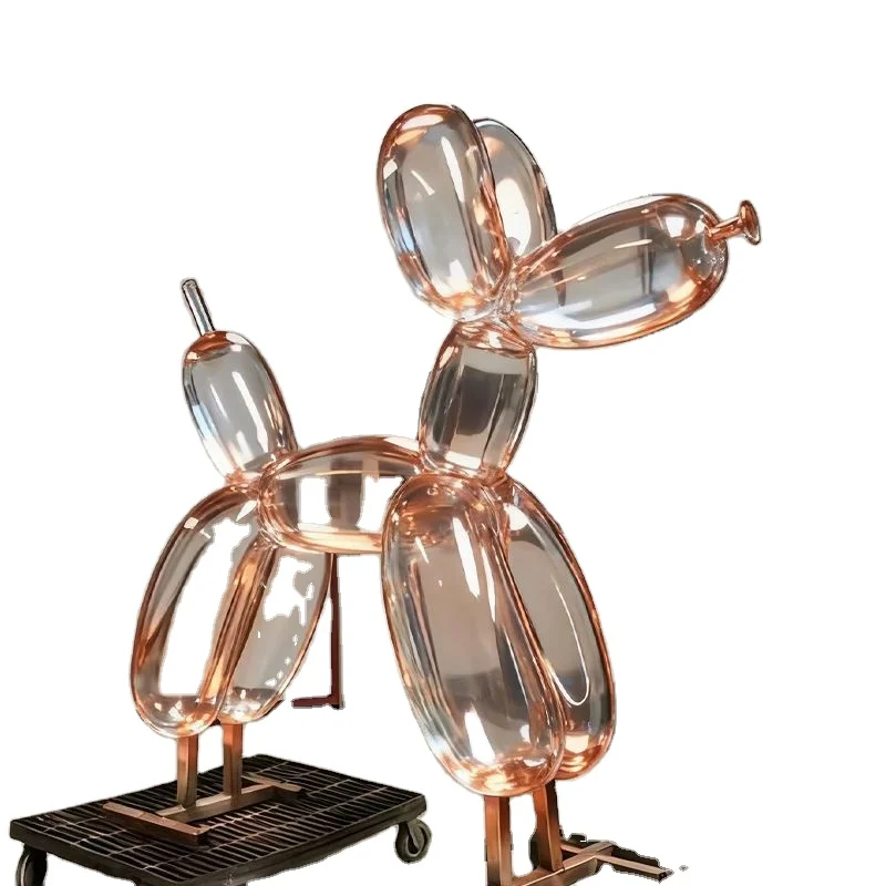 &q Modern Sunset Transparent Resin Handmade Balloon Dog Sculpture Art Collectible