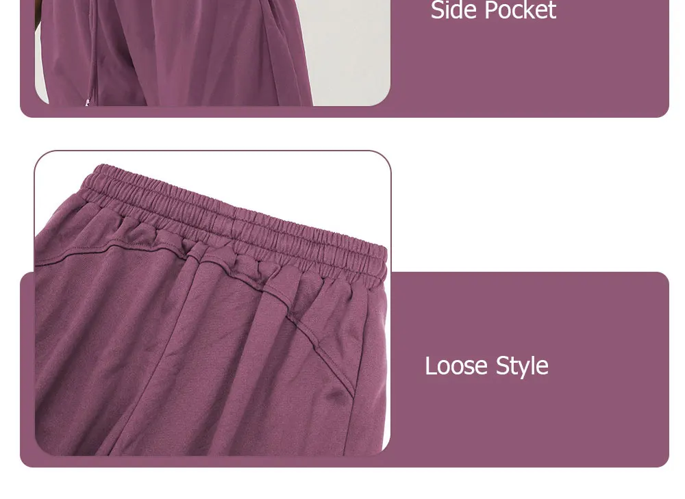 Frauen einfarbige Jogging hose Kordel zug Taillen tasche laufen Yoga hosen lose weites Bein lässige Sport hose Trainings kleidung – Detail 5