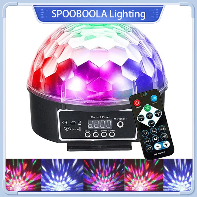 6 Colors Disco Magic Ball Lamp Colorful Rotary Remote Control Stage Lights Audience Atmosphere Lights for KTV Bar Birthday Party