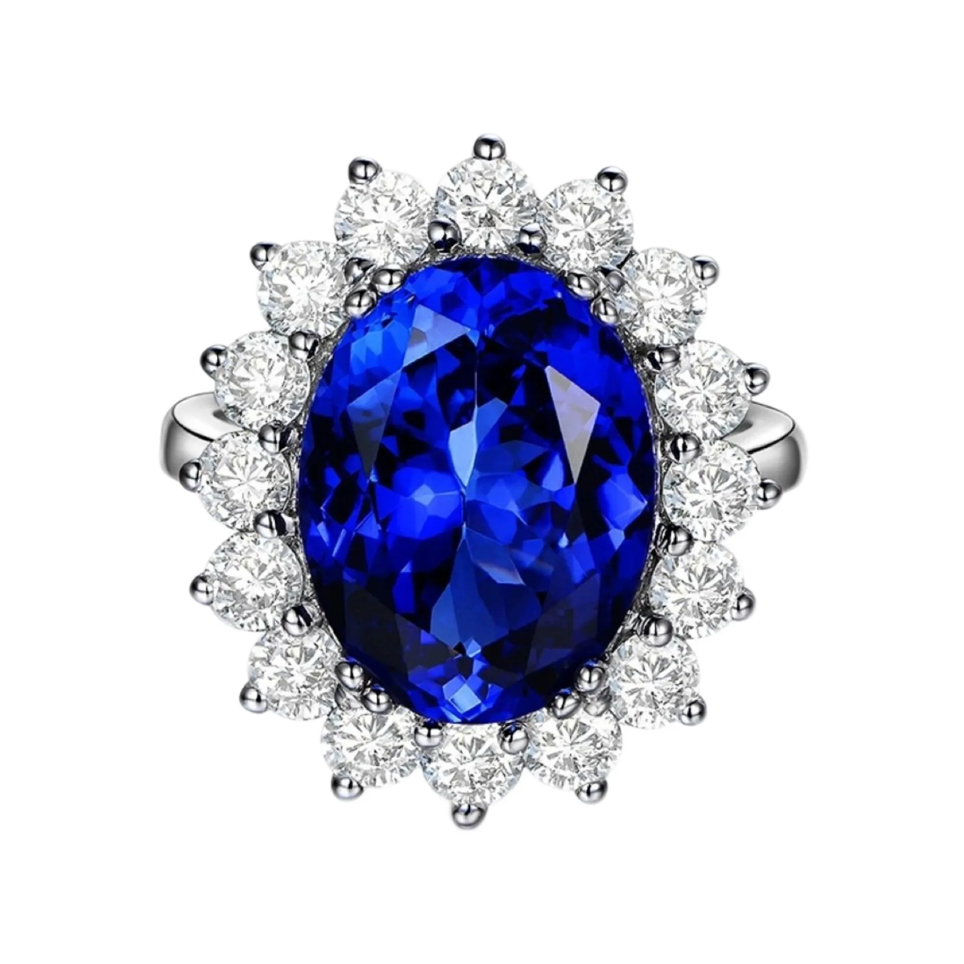 ZOCA 925 Sterling Silver Ring Cultivate Royal Blue Women Ring Treasure Dediana Series 8 Carat Classic Diana Blue Ring Jewelry