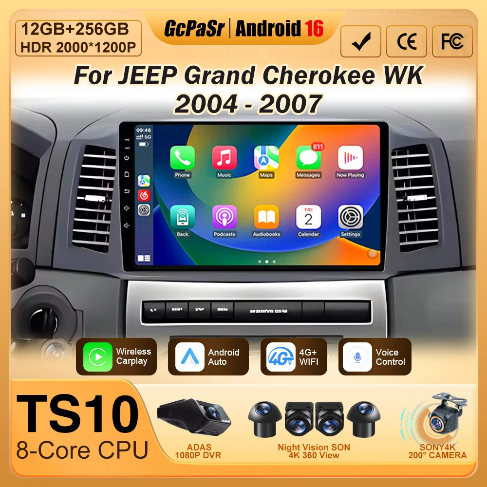 

Carplay Android For JEEP Grand Cherokee WK 2004 2005 2006 2007 Car Radio Multimedia Auto Video Player Navigation GPS 2din DVD