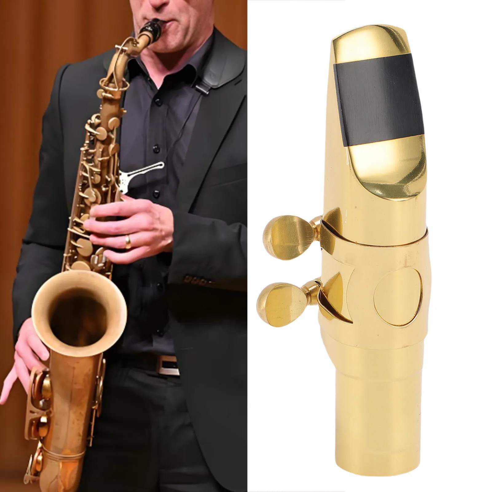 

Мундштук для альт-саксофона, 5-наконечник с отверстием, латунный E-плоский мундштук для саксофона с для начинающих, мундштук для альт-саксофона